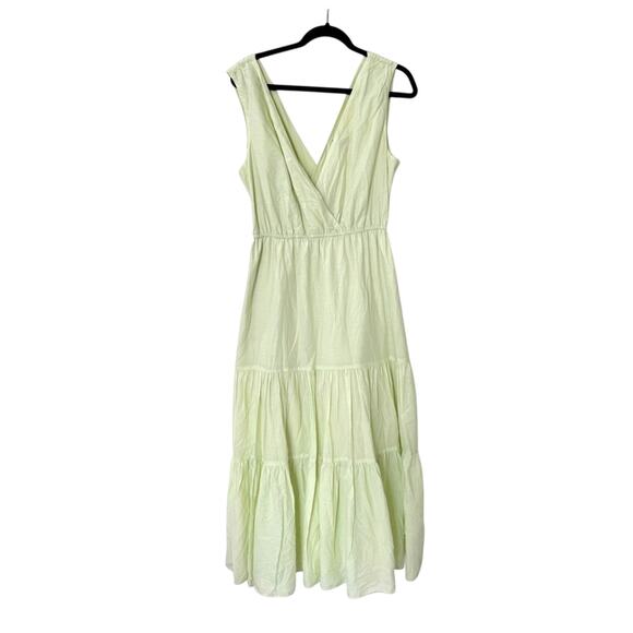 Banana Republic Pale Green Tiered Dress Pockets Womens Sz L Petite EUC - Picture 1 of 7